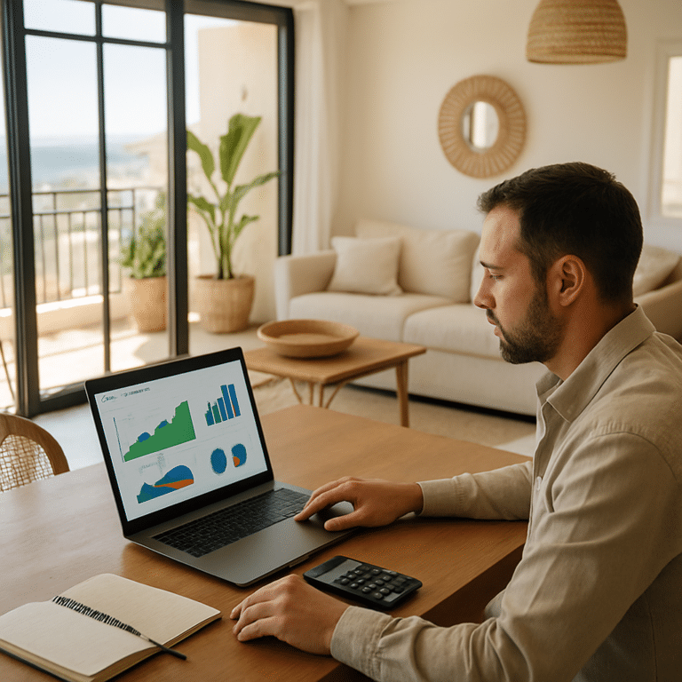 Tableau de bord mensuel pour suivre la rentabilité Airbnb à Alicante