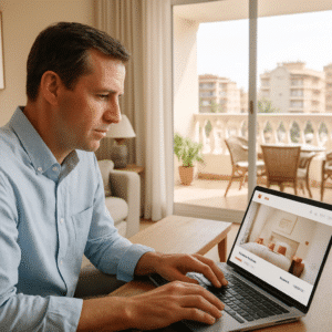 Propriétaire analysant une annonce Airbnb à Alicante pour améliorer les réservations