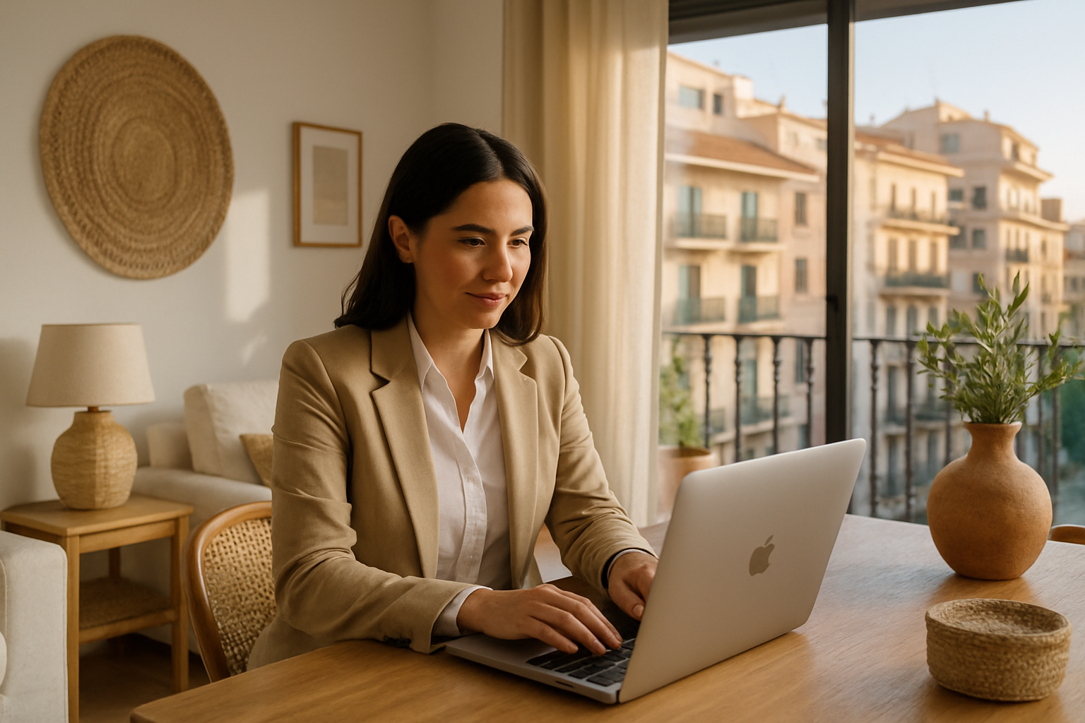 Propriétaire optimisant une annonce Airbnb rassurante à Alicante sur ordinateur portable